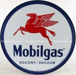 Mobil Oil Pegasus Logo - Mobilgas Pegasus ROUND TIN SIGN mobil vintage garage gas oil metal
