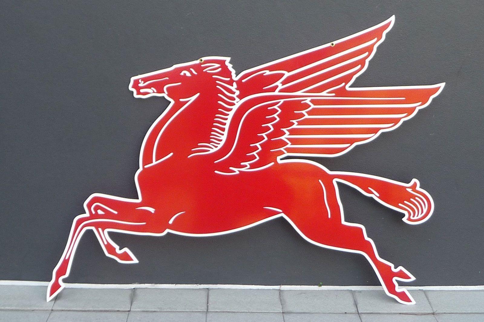 Mobil Horse Logo - Sold: Mobil Gas Painted Sign Horse 'Pegasus' Reproduction