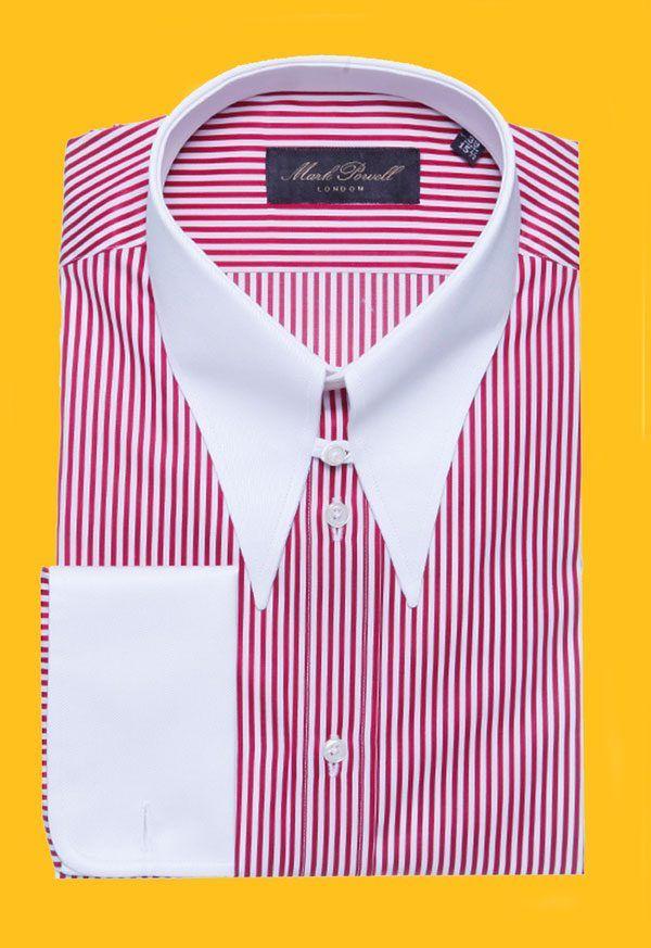 Red and White Spear Logo - Spear Tab Collar Shirt Stripe Red White