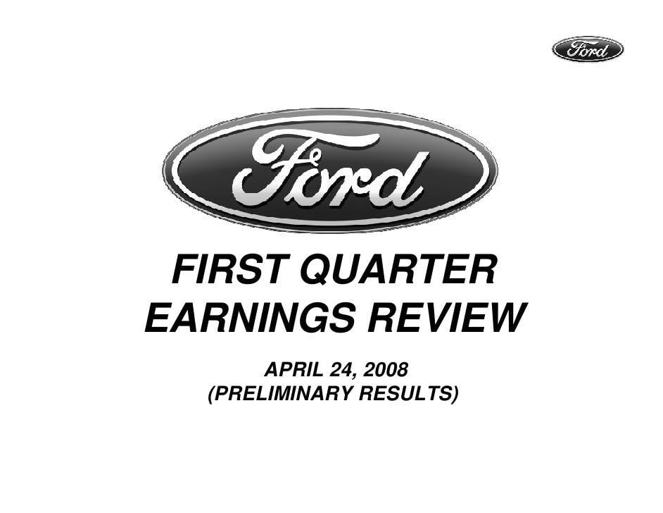 Ford Q1 Logo - ford 2008 Q1 Financial Result