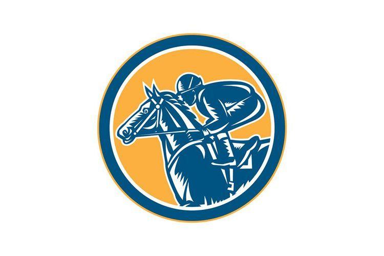 Horse Circle Logo - Jockey Horse Racing Side Circle Retro
