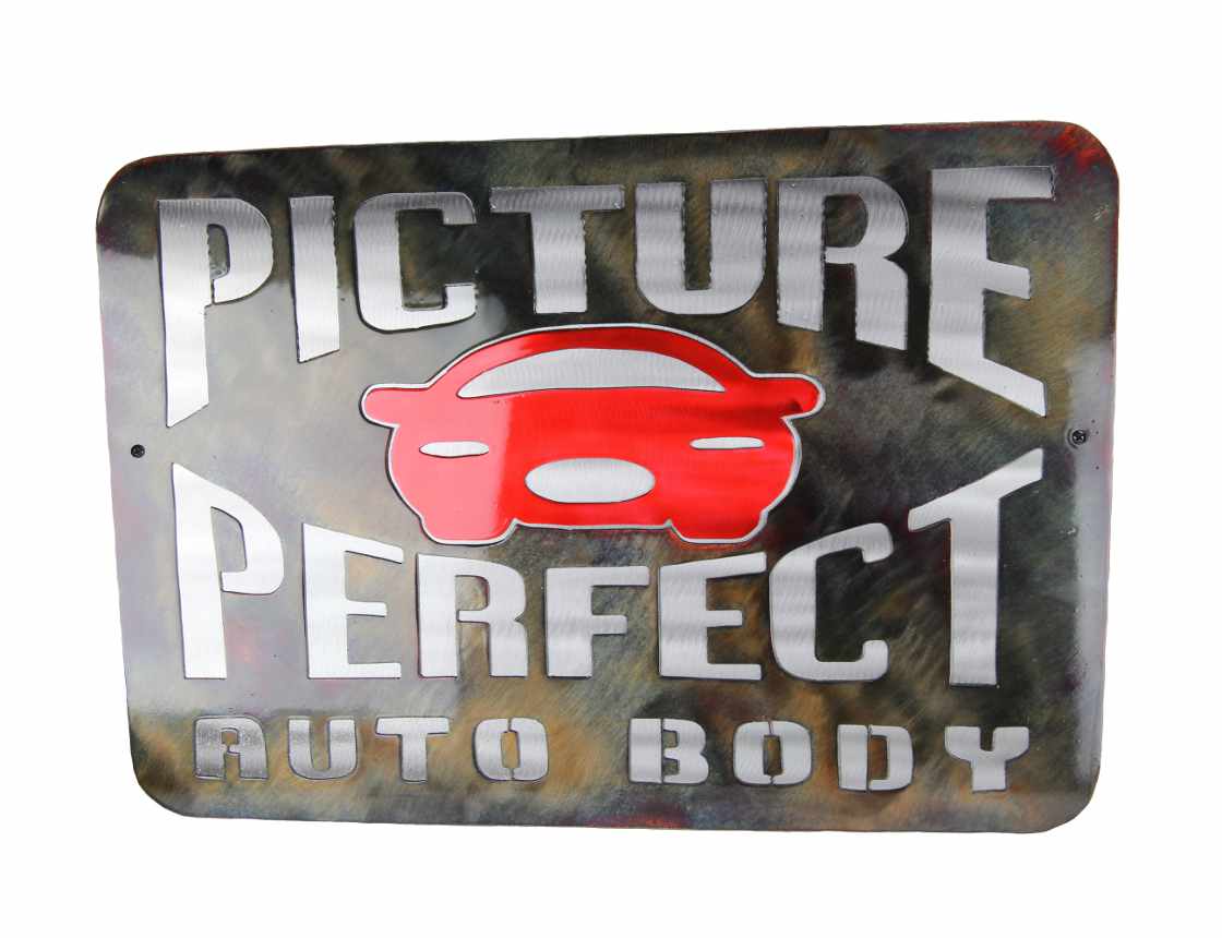 Custom Body Shop Logo - SMW651 Custom Metal Auto Body Shop Signs - Sunriver Metal Works