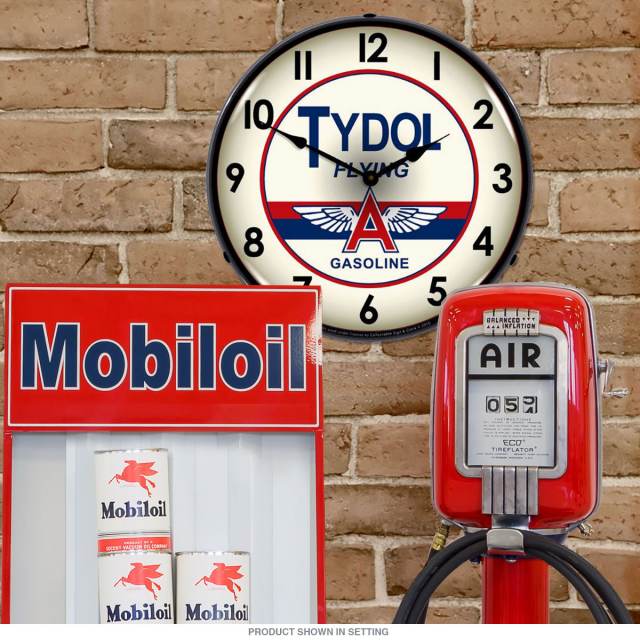 Flying a Gas Logo - Tydol Flying A Gasoline Light Up Garage Clock at Retro Planet