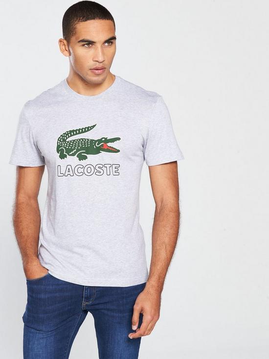 Cool Crocodile Logo - Lacoste Sportswear Big Croc Logo T-Shirt - Grey | very.co.uk