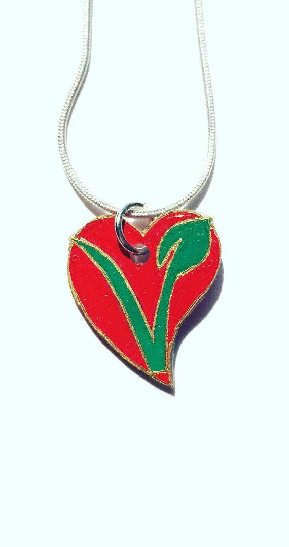 Red Vegetarian Logo - Vegan Symbol Necklace Shipping for Vegetarian