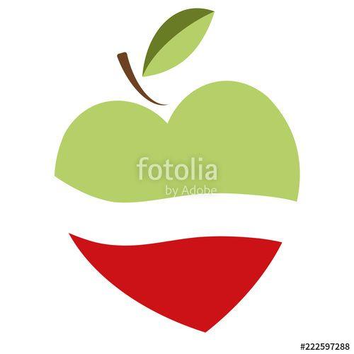 Red Vegetarian Logo - Green apple and red heart - vector logo. the idea of a logo design ...