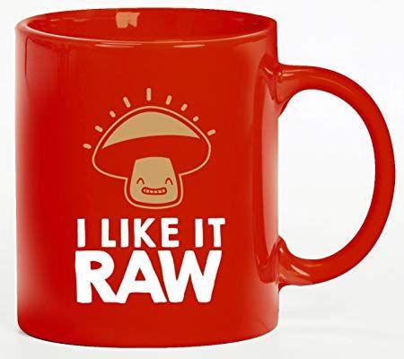 Red Vegetarian Logo - I Like It Raw/Raw Food Vegetarian Vegan Logo Coffee Mug Printed Mug ...