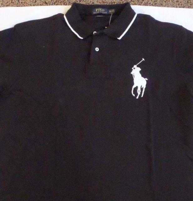 Ralph Lauren Polo Logo - Ralph Lauren Mens Big Pony Logo 3 Custom Fit Polo Shirt Black/white ...