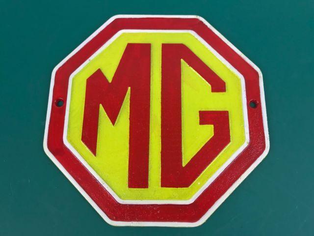 Red Octagon Car Logo - MG Sign Car Plaque Cast Iron OCTAGON Logo Red & Yellow Fence Wall ...