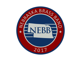 Red Circle with Blue Band Logo - Nebraska Brass Band logo design - 48HoursLogo.com