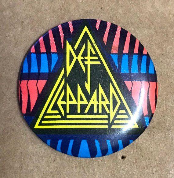 Red Circle with Blue Band Logo - Def Leppard Pin Button vintage Pyramid logo scarce design Rock | Etsy