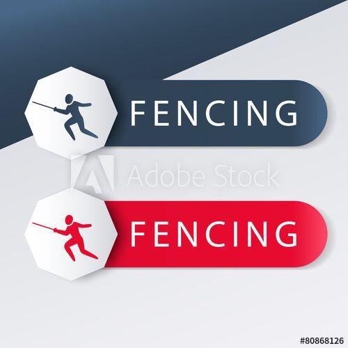 Red Fence Logo - Fencing logo with fencer with foil in blue and red - Buy this stock ...