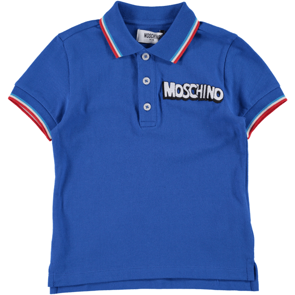 White and Blue Polo Logo - Moschino Boys' Embroidered Logo Blue Polo Shirt Cloudo ...