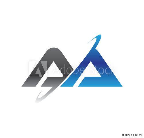 Double AA Logo - aa initial logo with double swoosh blue and grey this stock