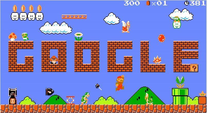 Super Mario Google Logo - Tag; Super Mario Bros Google Doodle