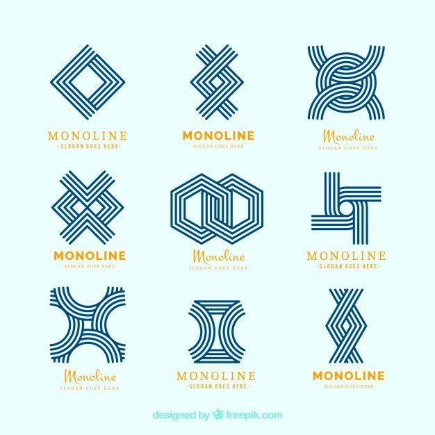 Modern Geometric Logo - Modern geometric logos in monoline style Vector