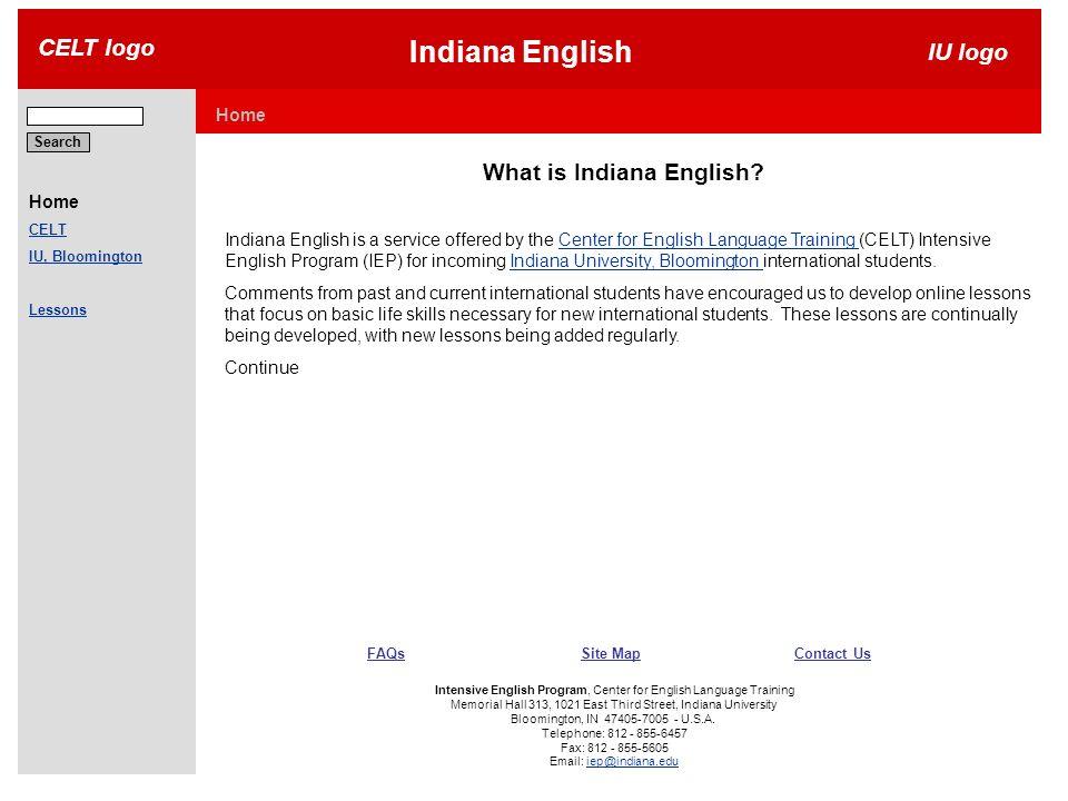 IU Bloomington Logo - Home Indiana English CELT logo IU logo Search Home CELT IU