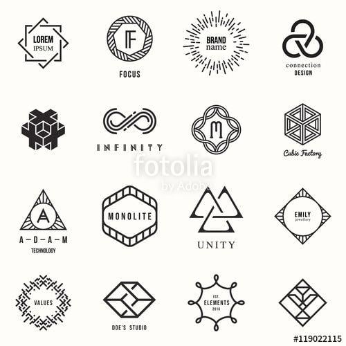 Modern Line Logo - Set of badges and labels elements. Modern geometric design. Logos ...