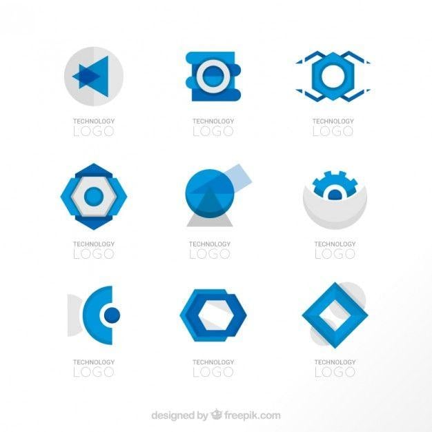 Modern Geometric Logo - Geometric shapes blue logo templates Vector | Free Download