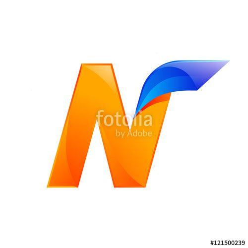 Orange N Logo - N letter blue and Orange logo design Fast speed design template
