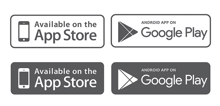 Available in Google Play Store App Logo - Mobile App Download (App Store, Google Play) Button Templates