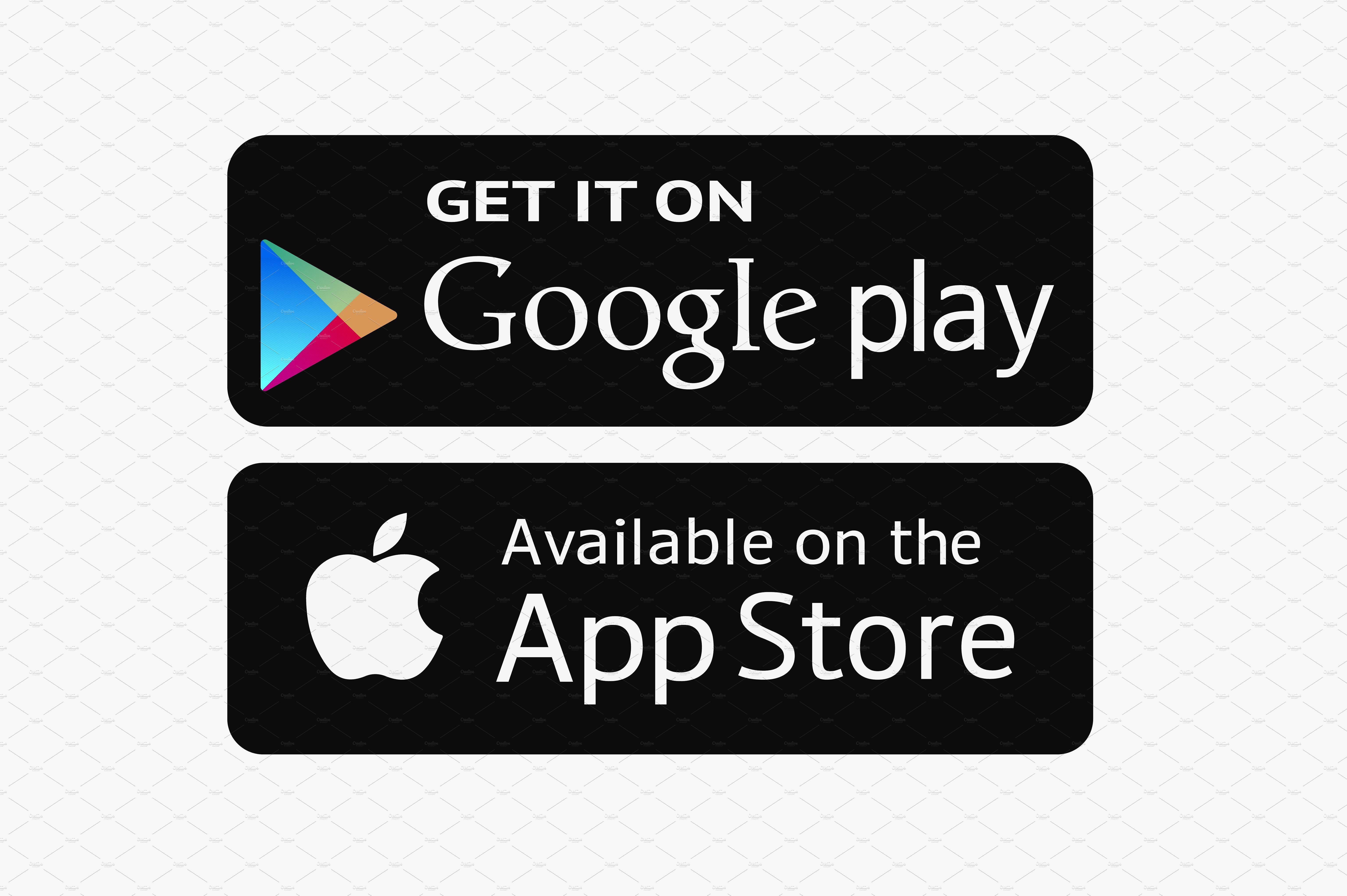 Available in Google Play Store App Logo - Google & Apple store ~ Illustrations ~ Creative Market