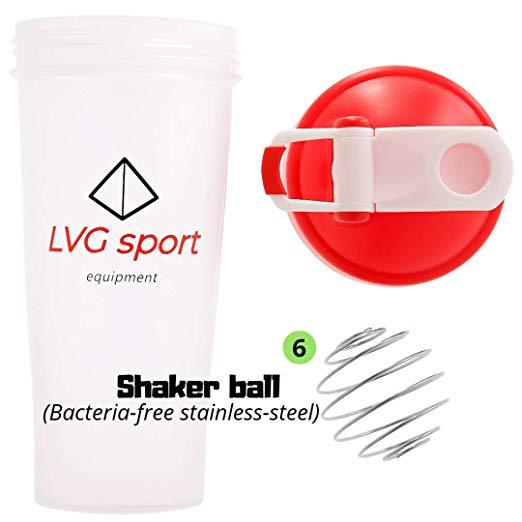 Red LVG Logo - Shaker Bottle Mixer Cup, Red Green Lid, 28oz With Shaker