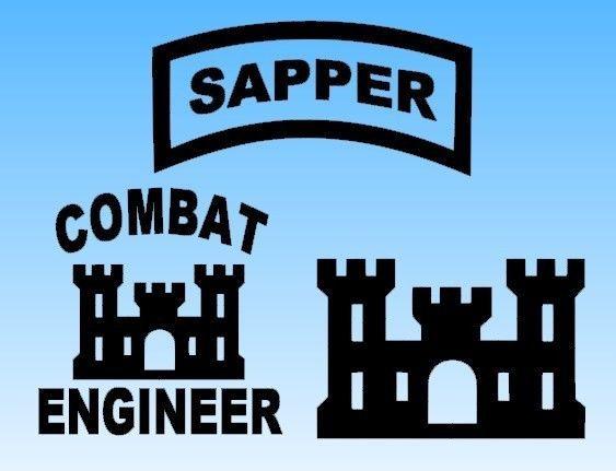 Engineer Castle Logo - Sapper Combat Engineer Castle Vinyl Window Sticker Decals 3 X Pieces