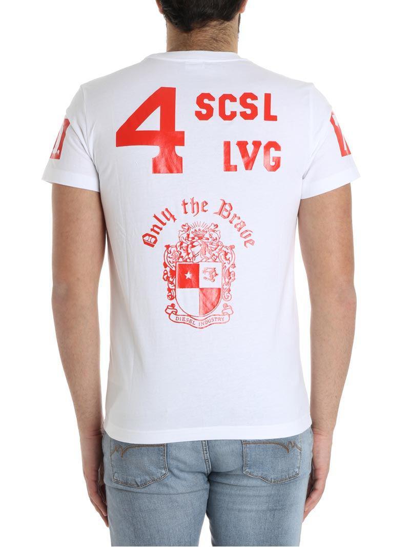 Red LVG Logo - Diesel White T-shirt With Red Logo Details in White for Men - Lyst