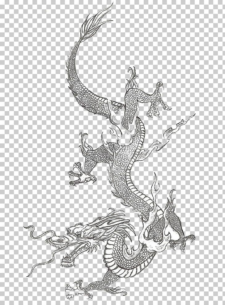 Black and White Chinese Japanese Logo - Chinese dragon China Japanese dragon Sketch, dragon PNG clipart ...