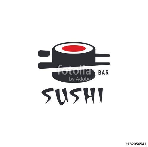 Black and White Chinese Japanese Logo - Sushi and rolls with chopstick bar or restaurant vector logo ...