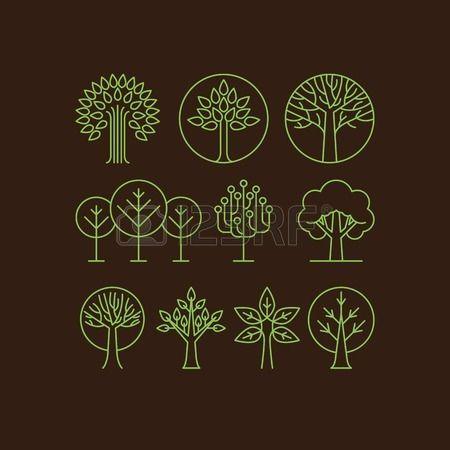Tree Outline Logo - Vector iconos de los árboles orgánicos - monogramas de esquema y ...