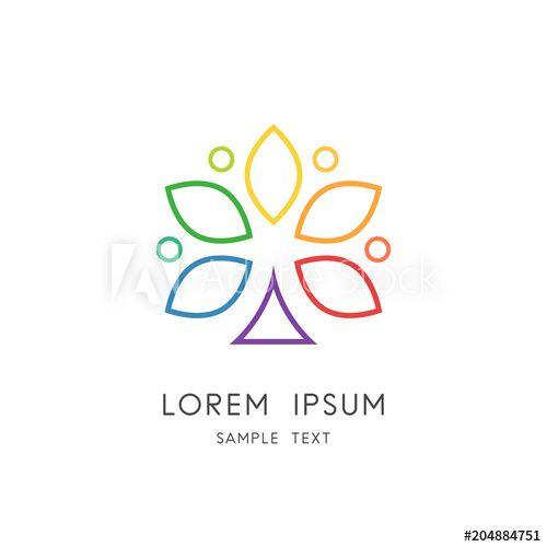 Tree Outline Logo - Color tree outline logo - bright plant with leaves or colour palette ...