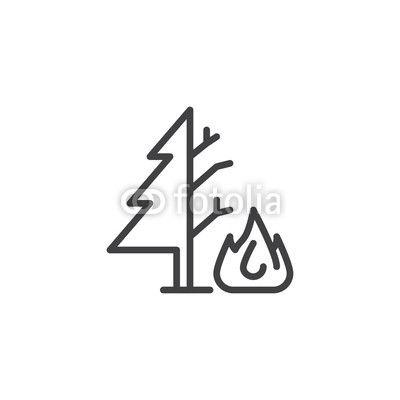 Tree Outline Logo - Burning tree outline icon. linear style sign for mobile concept and ...