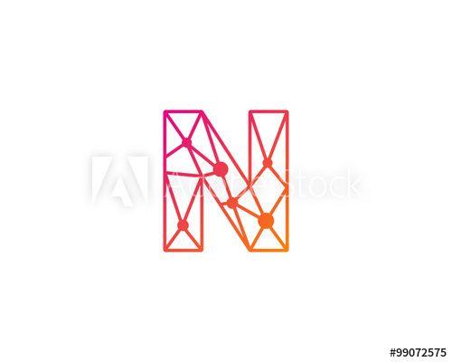 Orange N Logo - Connect Line Letter N Logo Design Template Element this stock