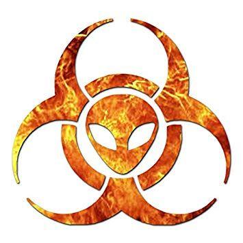 Orange Biohazard Logo - Alien Biohazard Symbol Decal Sticker.75 x