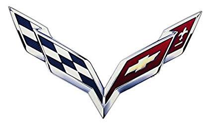 Corvette 2014 Logo - C7 Corvette Metal Crossed Flag Logo Sign