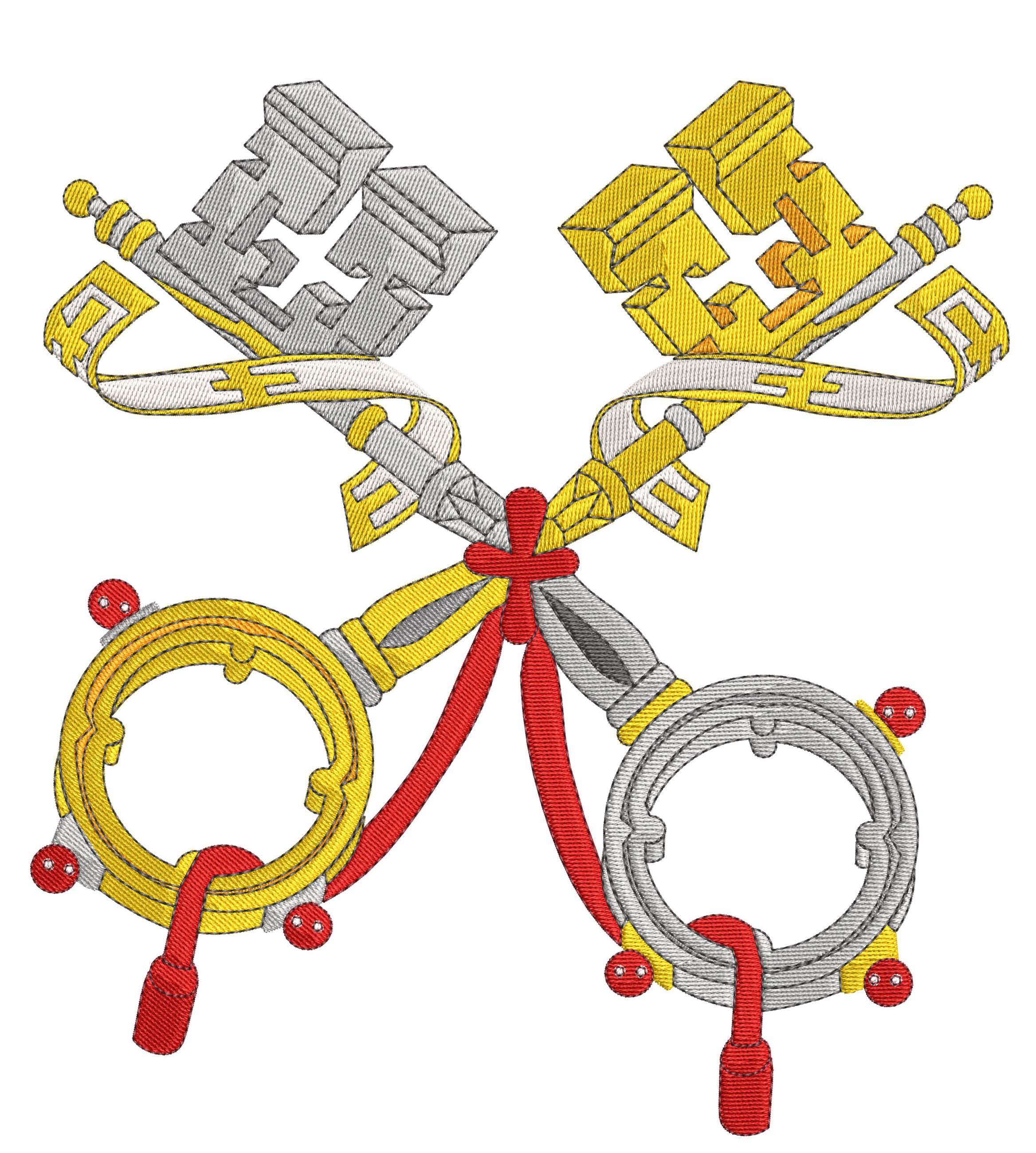 Ornate Three Crossed Keys Logo - Ornate Crossed Keys Badge Orders- Digital