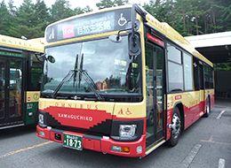 Blue and Red Line Bus Logo - Kawaguchiko Sightseeing Bus (Red Line), Saiko Sightseeing Bus (Green