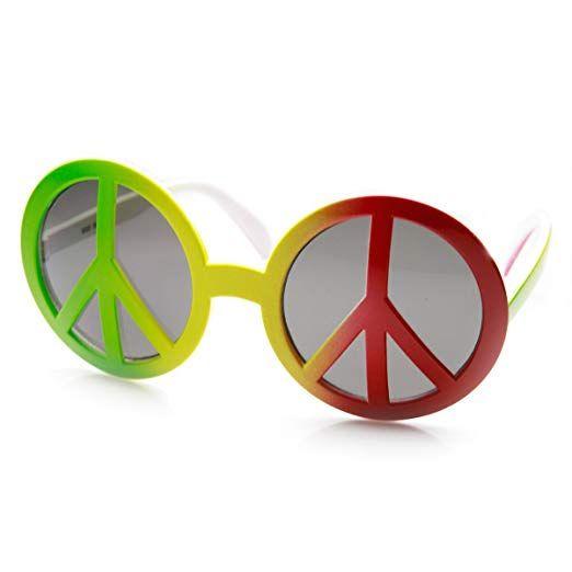 Hippie Glasses Logo - Peace Sign 70's Era Hippie Free Love Woodstock Novelty