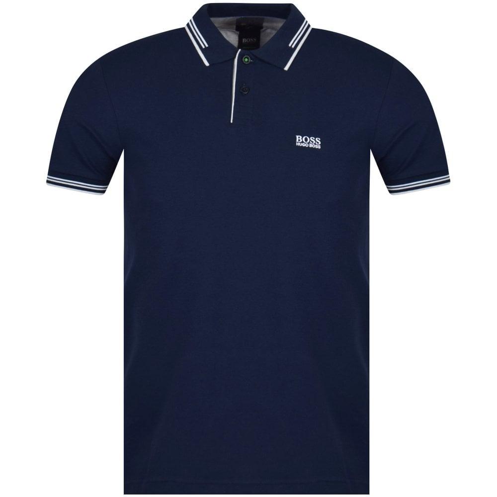 White and Blue Polo Logo - BOSS Athleisure Blue/White Logo Polo Shirt - Men from Brother2Brother UK