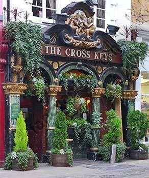Ornate Three Crossed Keys Logo - Cross Keys in Covent Garden, London Pub Review and Details