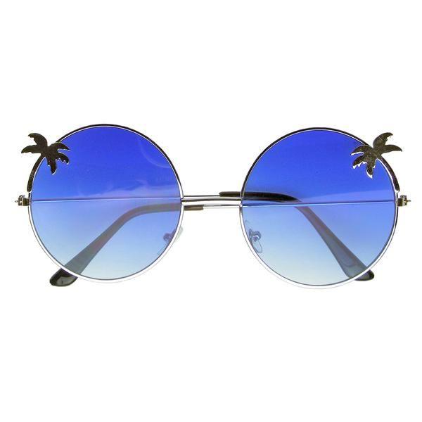 Hippie Glasses Logo - Indie Palm Tree Gradient Lens Round Hippie Sunglasses – Emblem Eyewear