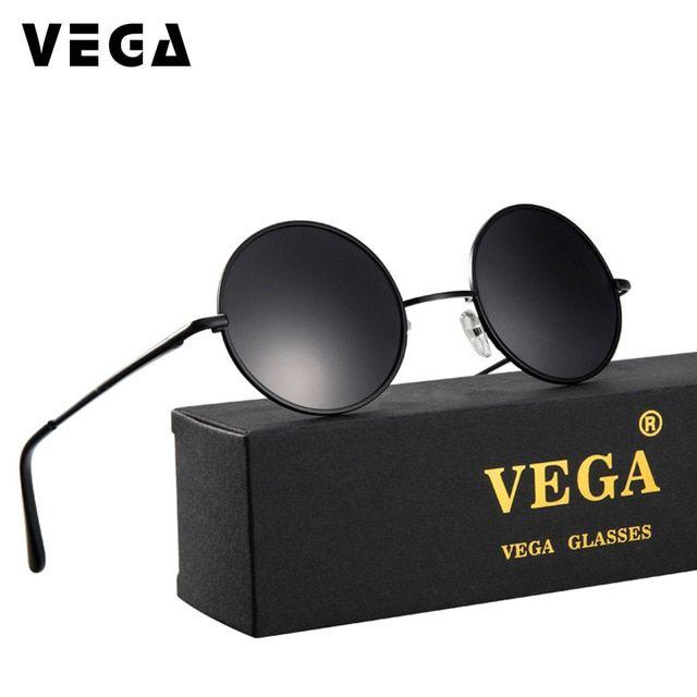 Hippie Glasses Logo - VEGA Polarized 80s 90s Retro Round Glasses Men Women Metal Round ...