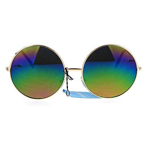 Hippie Glasses Logo - Amazon.com: Womens Rusta Rainbow Mirror Lens Large Hippie Round ...