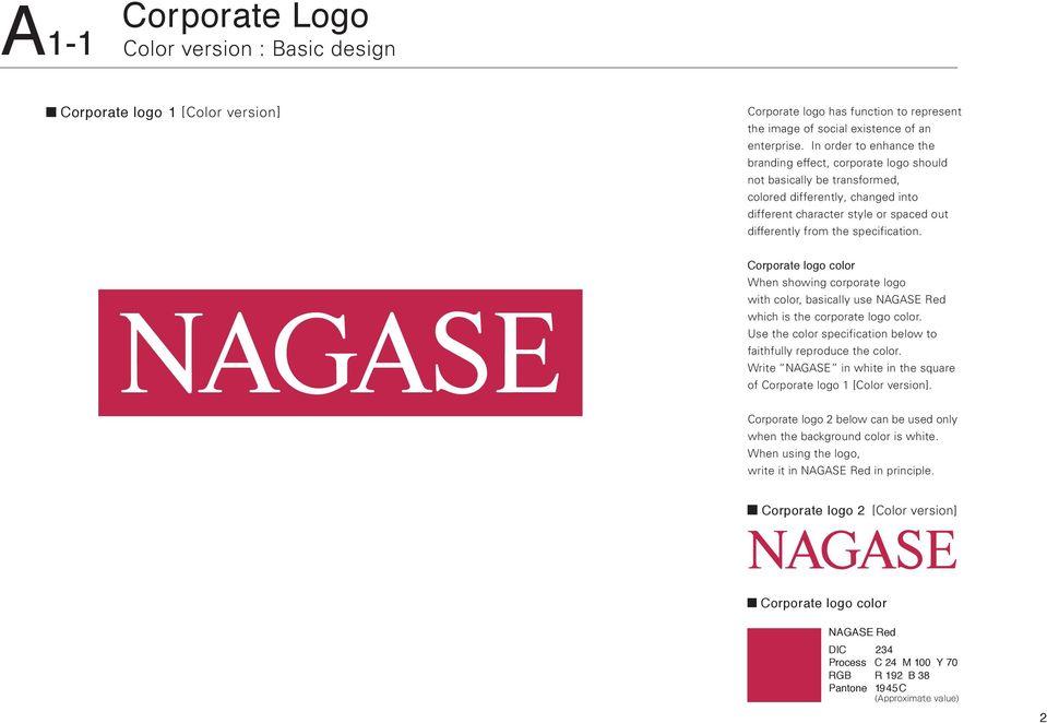 Red and White Corporate Logo - NAGASE & CO., LTD. Visual Identity Design Manual