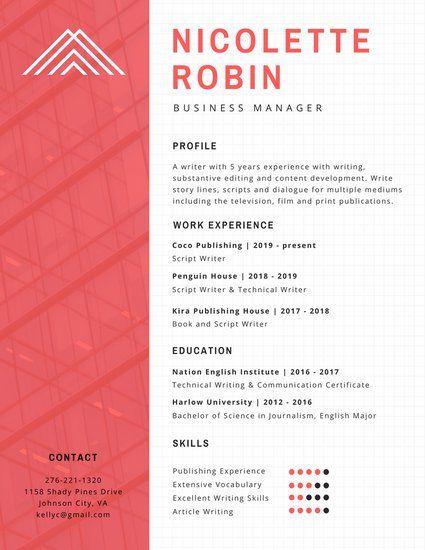 Red and White Corporate Logo - White Grid with Red Band Image Corporate Resume