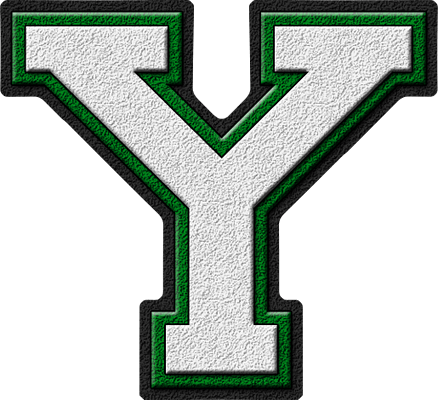 As Green and Blue Letter Y Logo - Presentation Alphabets: White & Green Varsity Letter Y