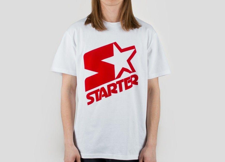 Red and White Corporate Logo - Starter Tee Shirt Big Logo Corporate (White / Red)