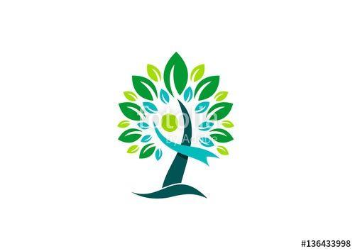 Cross Tree Logo - tree logo, people wellness logo concept, abstract health people tree ...